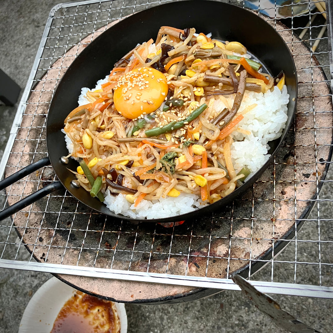 七輪にて、石焼ビビンバ風♪